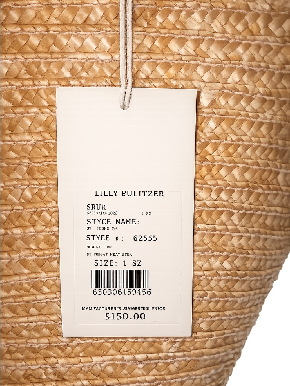 Lilly Pulitzer Woven Straw Tote Bag Pink Handles Palm Beach NWT - Picture 4 of 4